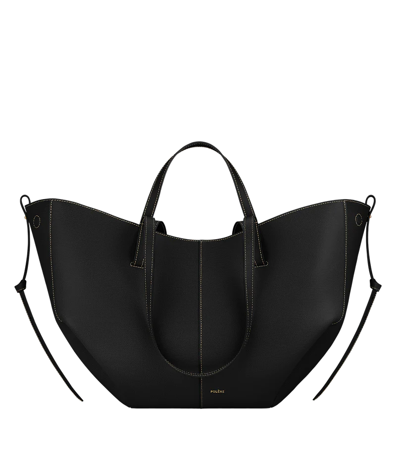 Cyme - Textured Black with Ecru Stitching