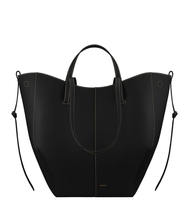 Cyme Tote - Textured Black with Ecru Stitching