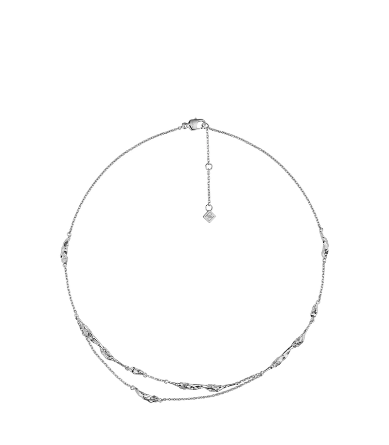 Eroz Double Chain - Silver in rhodium plated brass