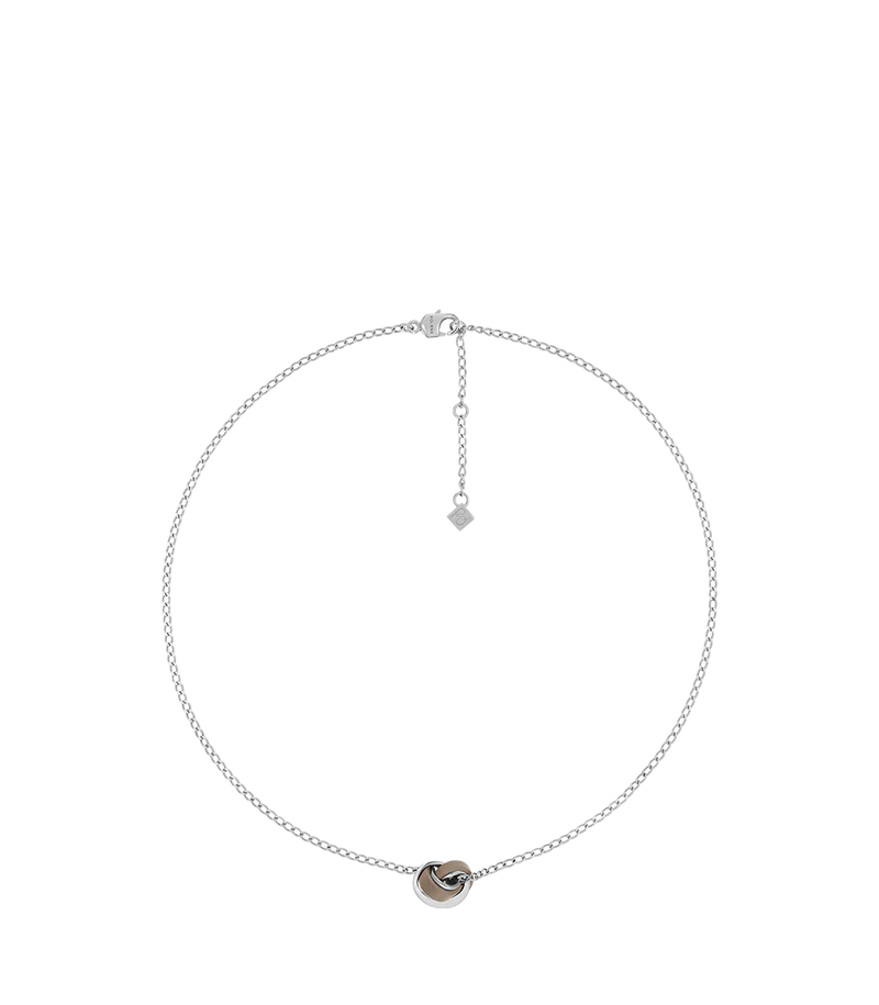 Ormé Necklace - Silver in rhodium with Taupe Leather